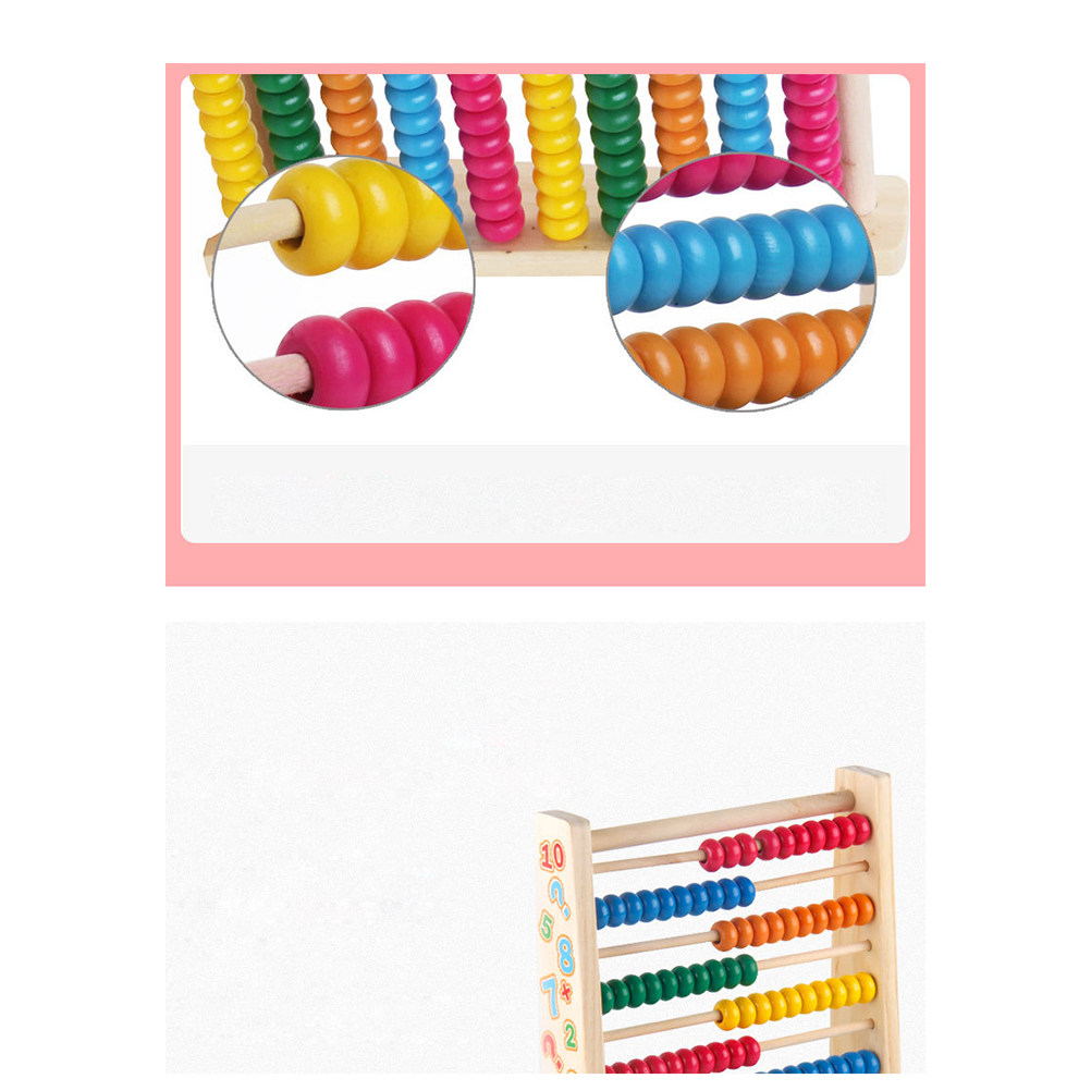 Kids Educational Computer - 10 Stalls Wooden Abacus Colorful Beads