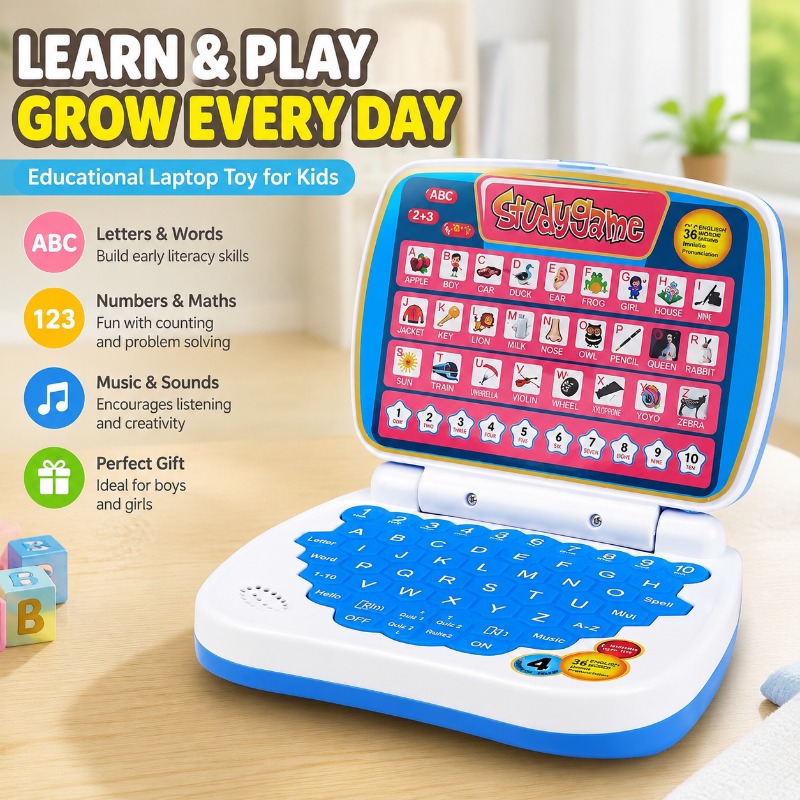 Kids Educational Computer - Mini Simulation Laptop Educational Toy LED