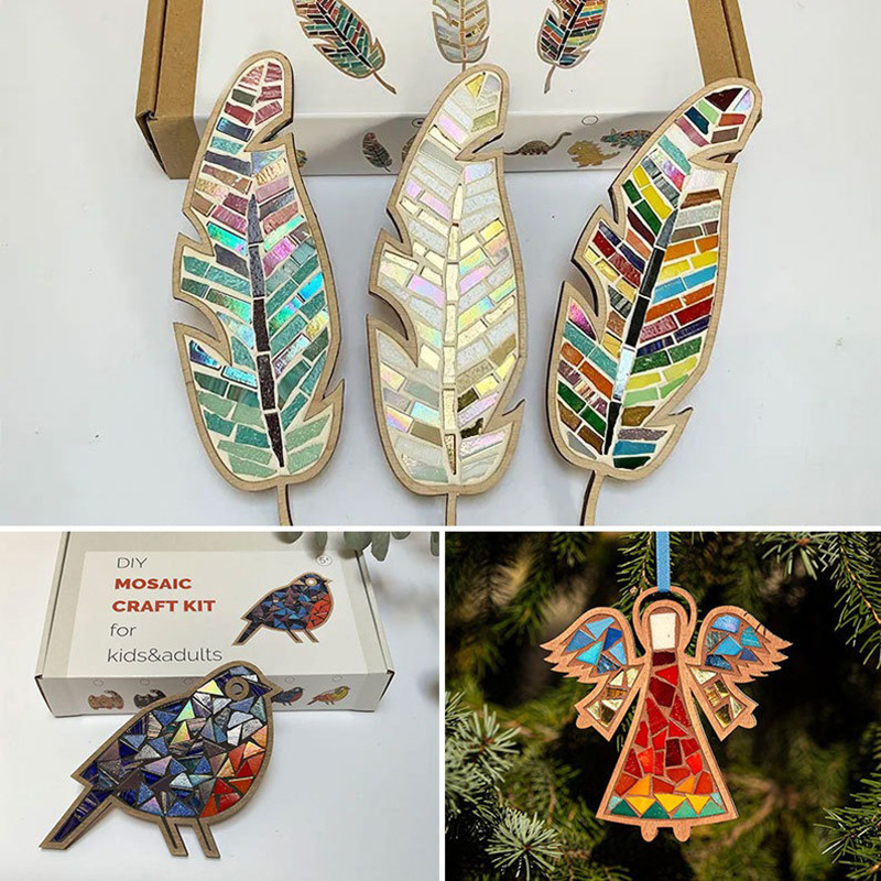 Free Educational Games For Kids - DIY Mosaic Coaster Colored Feathers Kits
