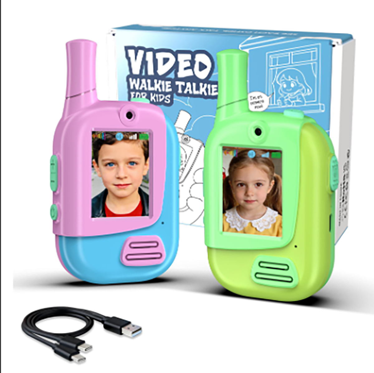 Kids Education Video - 2 Pack Rechargeable Kids Video Walkie
