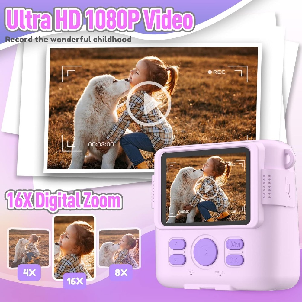 Instant Print Camera for Kids, - Kids Education Card ulasan dan harga