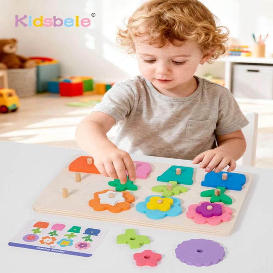 Montessori DIY Wooden Flower P - Kids Education Card ulasan dan harga