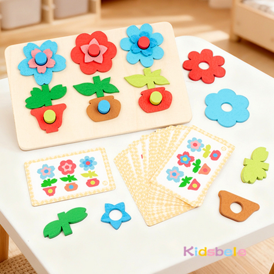 Montessori DIY Wooden Flower P - Kids Education Card ulasan dan harga