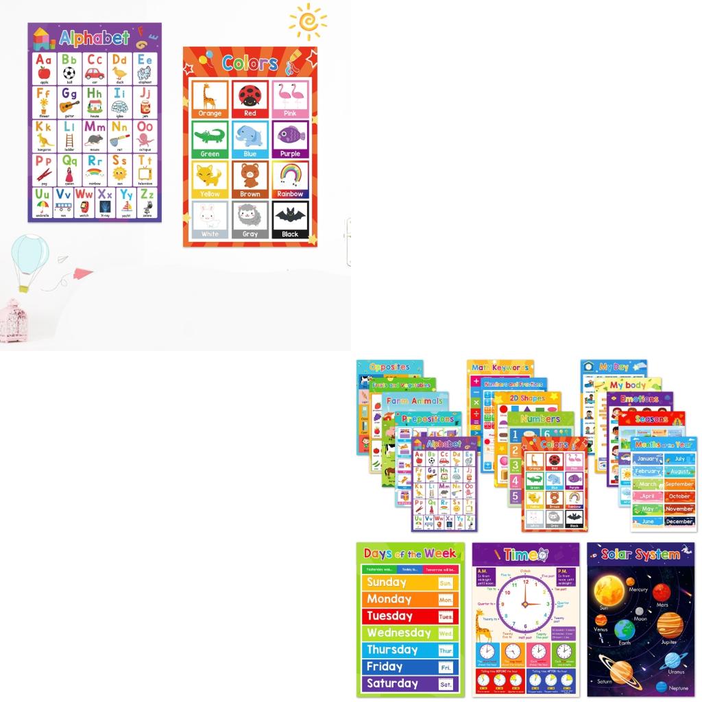  Kids Learning Posters Educati - Kids Education Charts ulasan dan harga