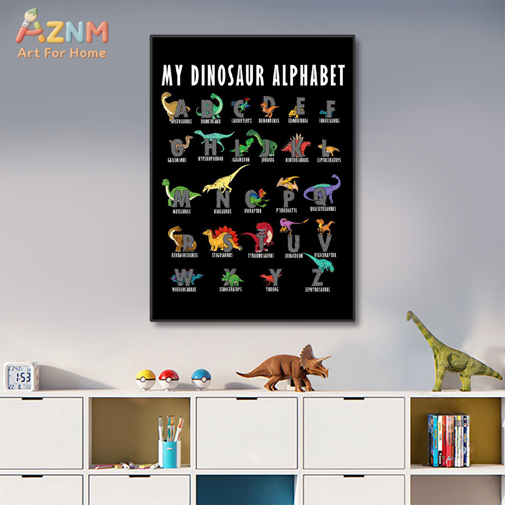 AZNM Dinosaur Alphabet Canvas  - Kids Education Background ulasan dan harga