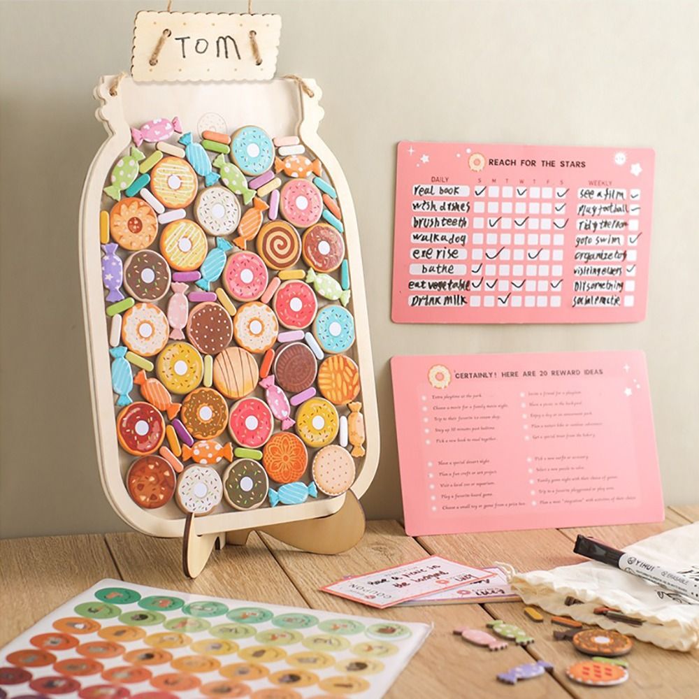 With Star Or Donuts Wooden Rew - Kids Education Charts ulasan dan harga